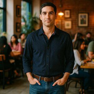 By Cactus Men's 100% Cotton Royal Blue Slim Fit Shirt